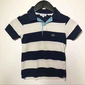 Boys Lacoste Stripes Cotton Piqué Polo, Navy, sz 6